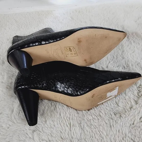 NEW Her by Anthony Veer Black Cora Croc High Heel Ankle Boot