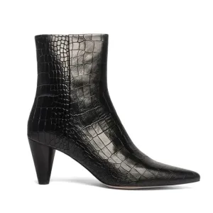 NEW Her by Anthony Veer Black Cora Croc High Heel Ankle Boot