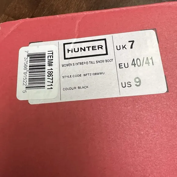 New Hunter Women's Boots 9 Intrepid Tall Snow Quilted BLACK Insulated Waterproof