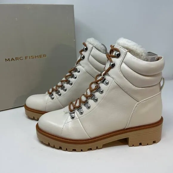 New In Box Marc Fisher Women's Mallie3 Leather Combat Boots Size 9