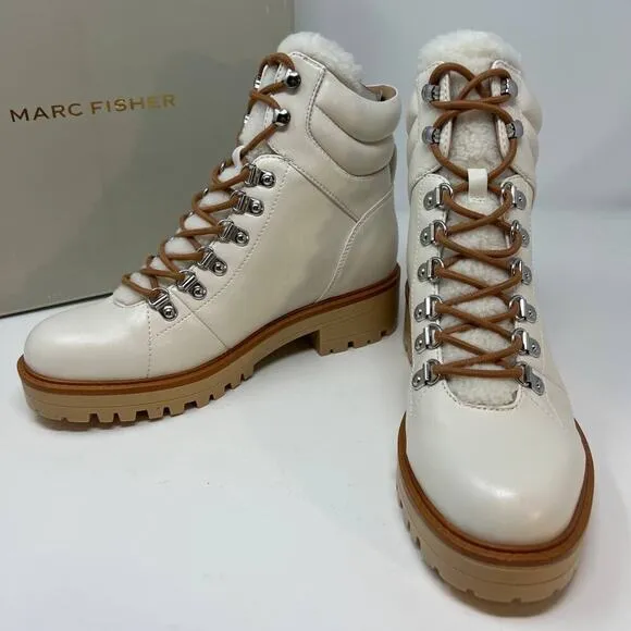 New In Box Marc Fisher Women's Mallie3 Leather Combat Boots Size 9