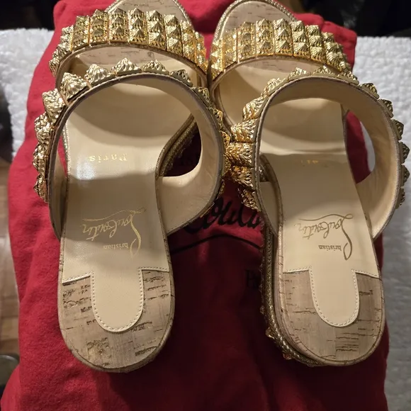 NEW IN THE BOX - Christian Louboutin Gold Studded Women's Sandals