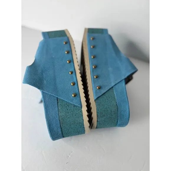 New Intentionally Blank Rule Breaker Suede Platform Sandals Blue Size 36 5.5