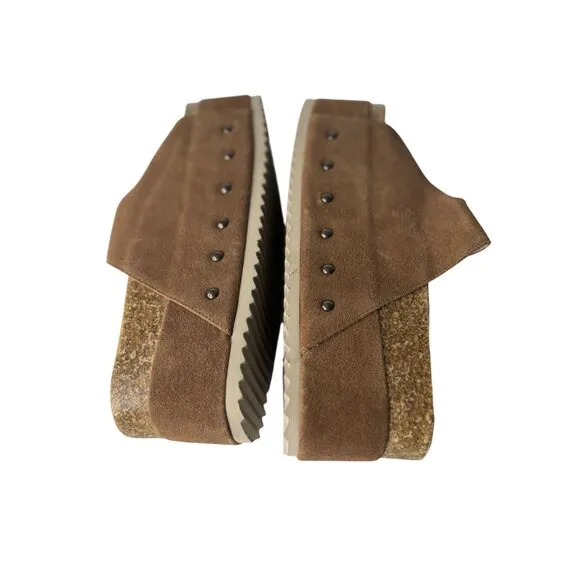 New Intentionally Blank Rule Breaker Suede Platform Sandals Brown Size 37 6.5