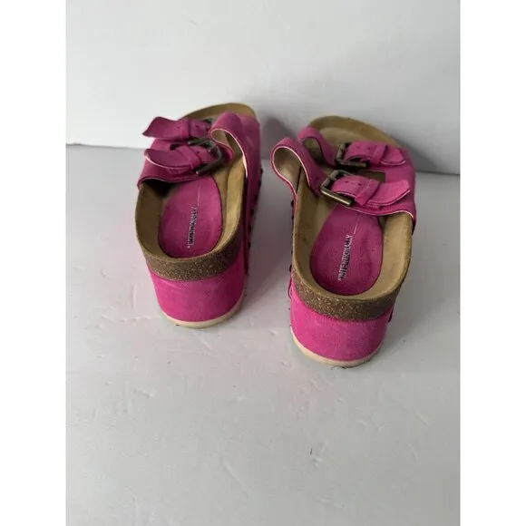 New Intentionally Blank Rule Breaker Suede Platform Sandals Pink Size 38 7.5