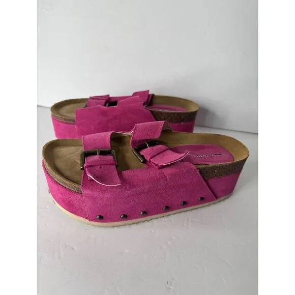New Intentionally Blank Rule Breaker Suede Platform Sandals Pink Size 38 7.5