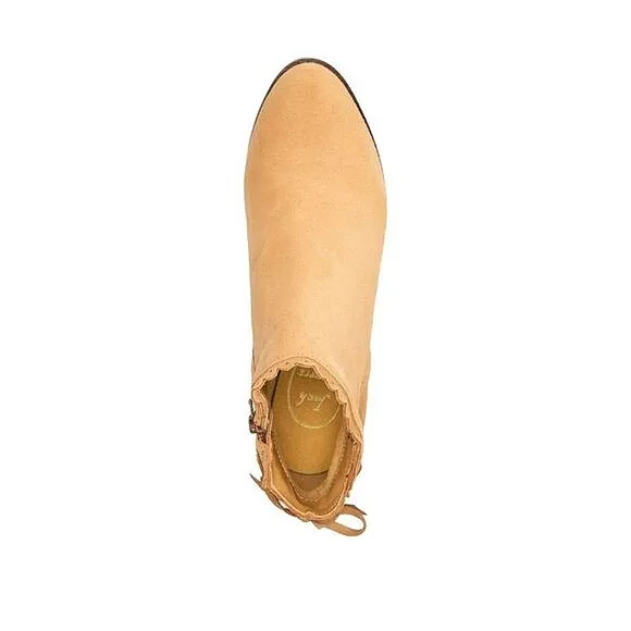 New! JACK ROGERS Charlotte Scalloped Suede Ankle Booties Boots Waterproof Oak