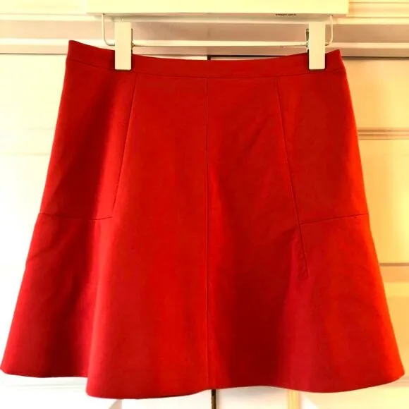 New J.CREW Double Crepe Flared Skater Mini Skirt Poppy Red SZ 2