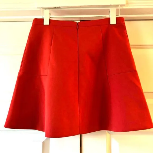New J.CREW Double Crepe Flared Skater Mini Skirt Poppy Red SZ 2