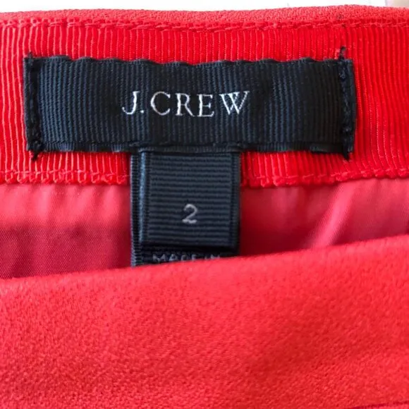 New J.CREW Double Crepe Flared Skater Mini Skirt Poppy Red SZ 2
