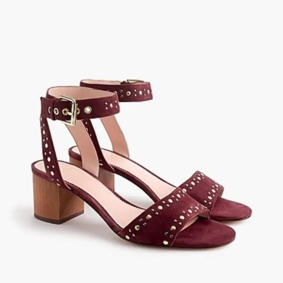 New JCREW Size 9 Penny Ankle Strap Sandals Studded Suede