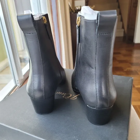 New! J.Crew sz 9.5 Women's Black Leather Western Boots AQ767