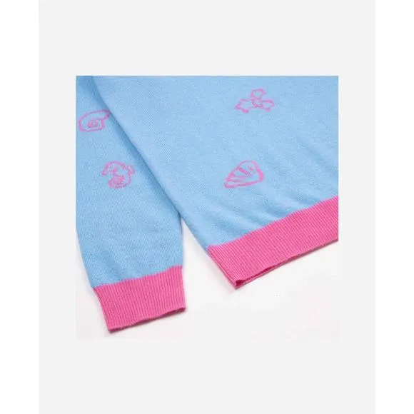 NEW JUMPER1234 sea life cashmere sweater in light blue