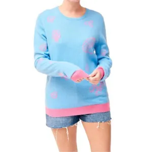 NEW JUMPER1234 sea life cashmere sweater in light blue