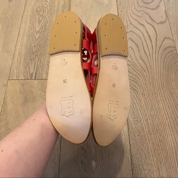 NEW K. Jacques Red Leather Janus Lace-up Sandals