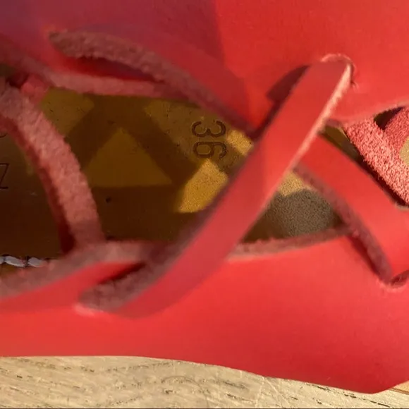NEW K. Jacques Red Leather Janus Lace-up Sandals
