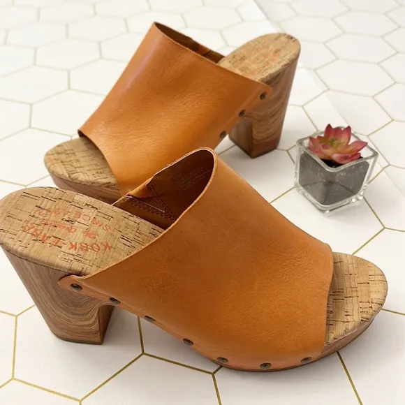 NEW Kork-Ease Danika Tan Leather Studded platform heel sandals women size 10