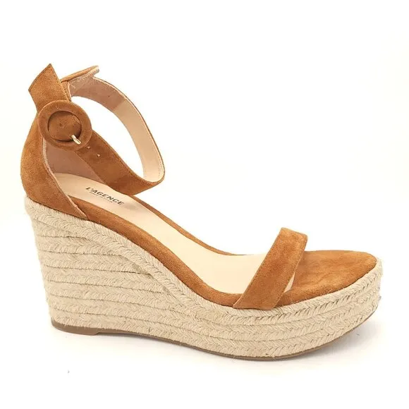 NEW L'Agence Elysee Espadrille Sandals Womens 9 Suede Luxury Chic Casual Summer