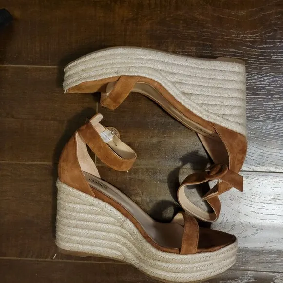 NEW L'Agence Elysee Espadrille Sandals Womens 9 Suede Luxury Chic Casual Summer