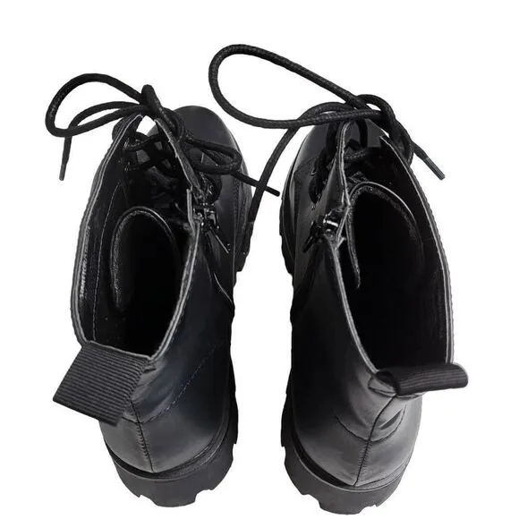 NEW Madden Girl Stantton Black Boot Size 8 Y2K Chunky Hiking Lug Combat Lace Up