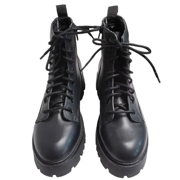 NEW Madden Girl Stantton Black Boot Size 8 Y2K Chunky Hiking Lug Combat Lace Up