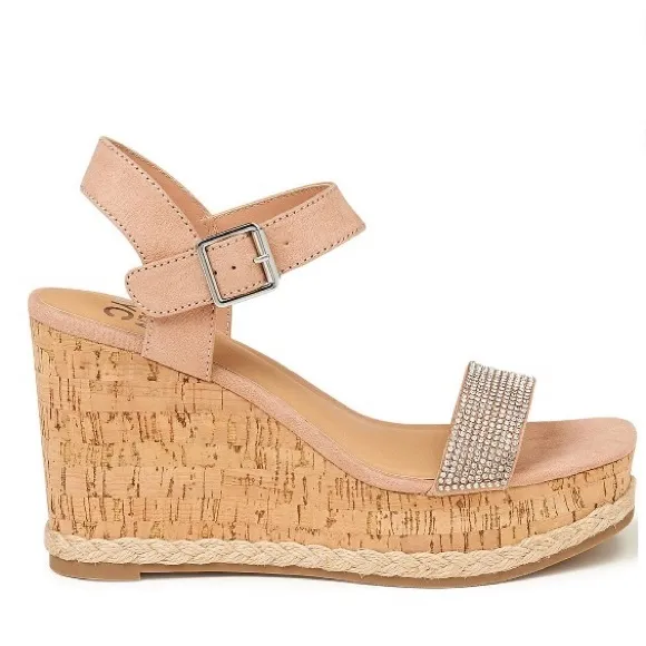 NEW Madden NYC Womens Embellished Cork Platform Wedge Sandals Spring Shoes 6