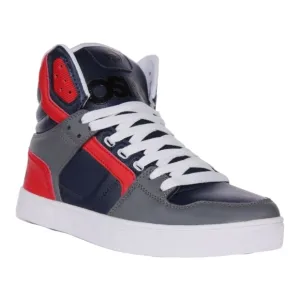 NEW Men's Osiris Clone‎ High-Top Sneakers - Red, Gray, and White Size 8