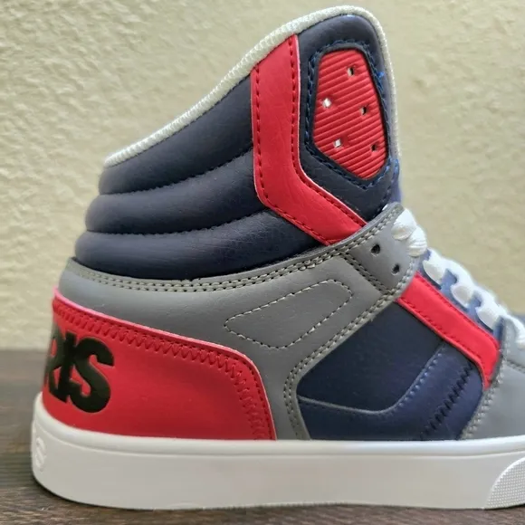NEW Men's Osiris Clone‎ High-Top Sneakers - Red, Gray, and White Size 8