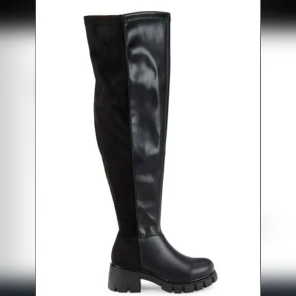 New MIA Tiera Chunky Knee High black leather motorcycle horse Riding Boots 6