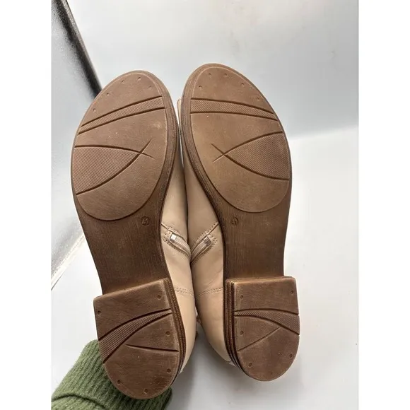 New Miz Mooz Women's Dewdrop Leather Side-Zip Sandals Cream Size EU 41 US 9.5-10