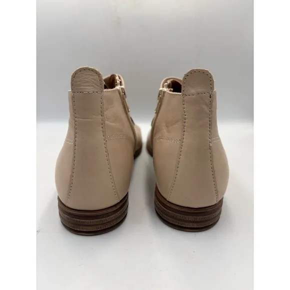 New Miz Mooz Women's Dewdrop Leather Side-Zip Sandals Cream Size EU 41 US 9.5-10