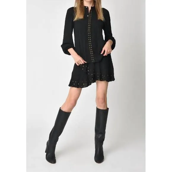 NEW MUCHE &amp; MUCHETTE studded ruffle trim skirt in black