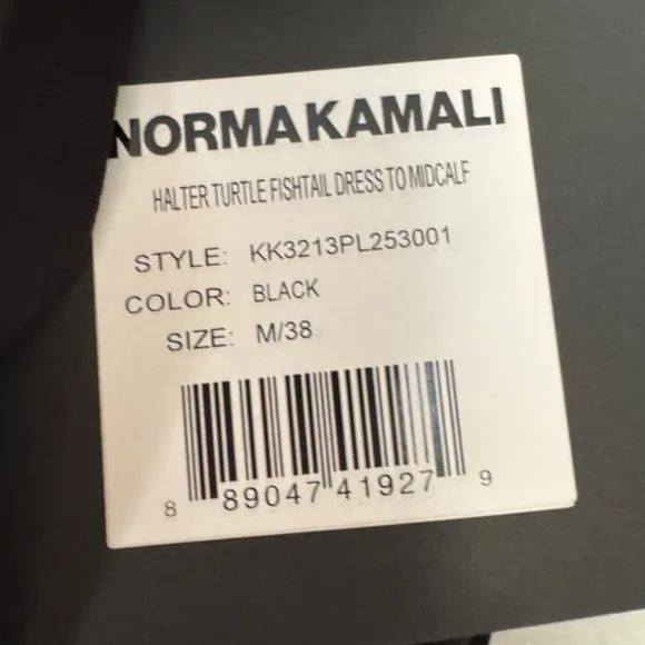 NEW NORMA KAMALI Halter Turtle Fishtail Dress Black M NWT