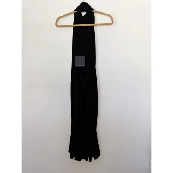 NEW NORMA KAMALI Halter Turtle Fishtail Dress Black M NWT