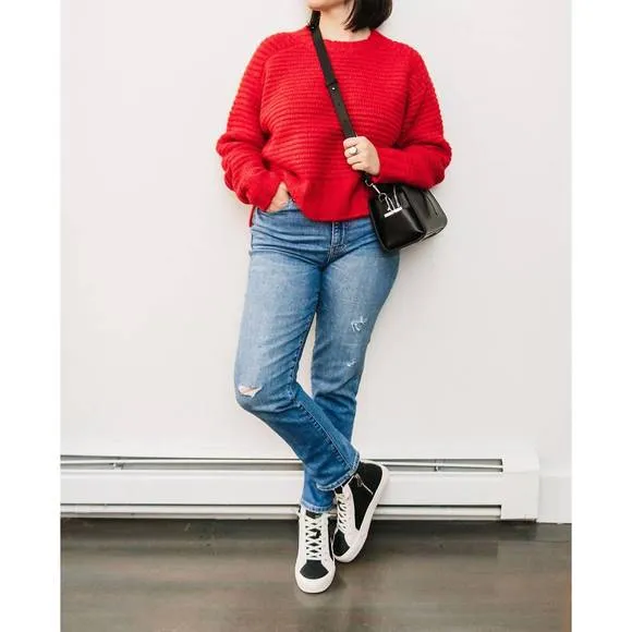 NEW PISTOLA waffle knit sweater in red