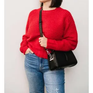 NEW PISTOLA waffle knit sweater in red