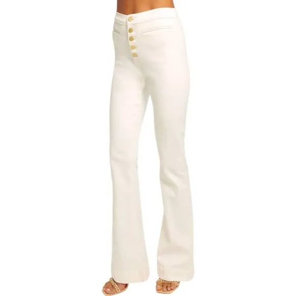 NEW RAMY BROOK beatrix high waisted flare jeans in white