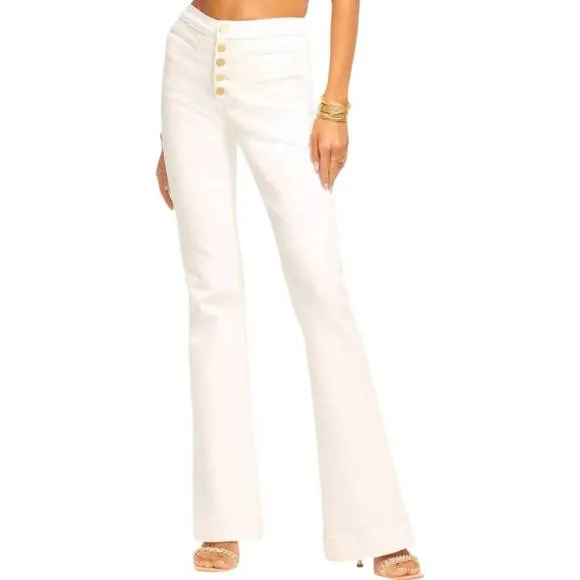 NEW RAMY BROOK beatrix high waisted flare jeans in white