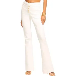 NEW RAMY BROOK beatrix high waisted flare jeans in white