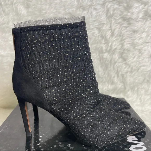 New Sam Edelma Farren Tulle Pointed-Toe Booties size 7