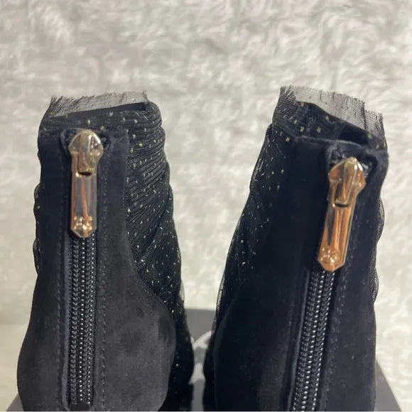 New Sam Edelma Farren Tulle Pointed-Toe Booties size 7
