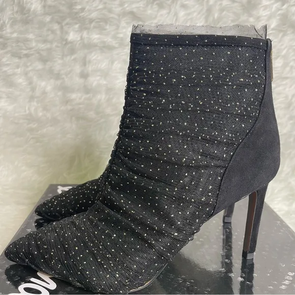 New Sam Edelma Farren Tulle Pointed-Toe Booties size 7