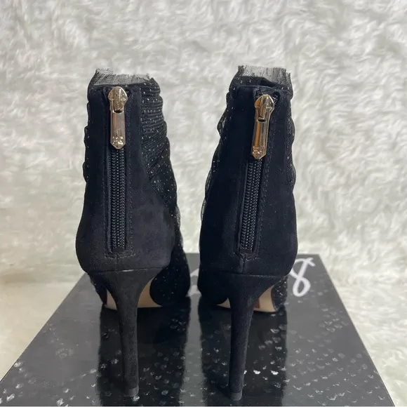 New Sam Edelma Farren Tulle Pointed-Toe Booties size 7
