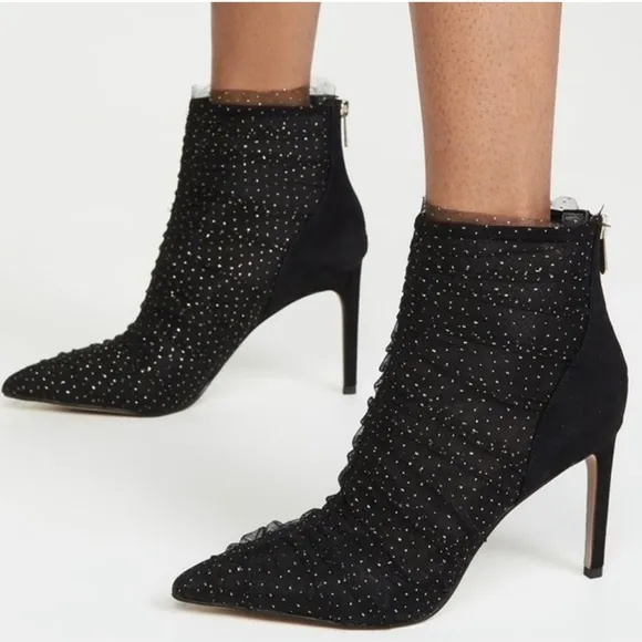 New Sam Edelma Farren Tulle Pointed-Toe Booties size 7