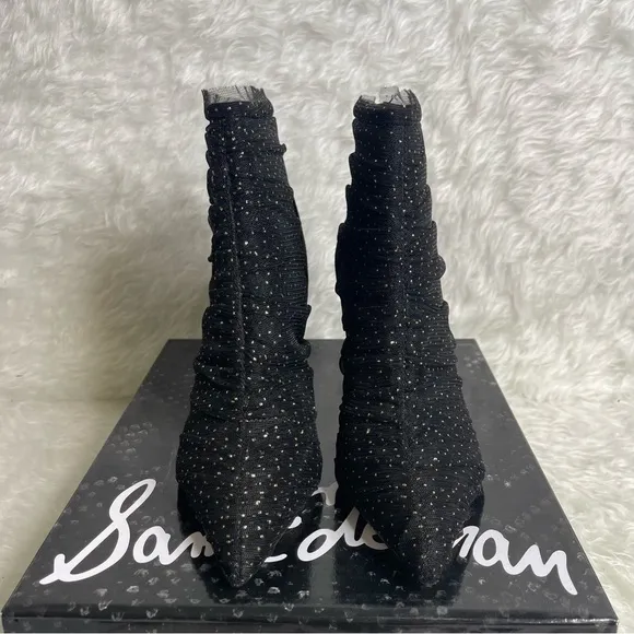 New Sam Edelma Farren Tulle Pointed-Toe Booties size 7