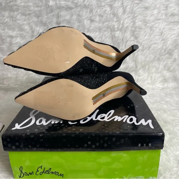 New Sam Edelma Farren Tulle Pointed-Toe Booties size 7