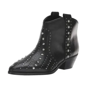 NEW Sam Edelman Brian Ankle Western Boots Pointed Toe Leather Black Womens 6M