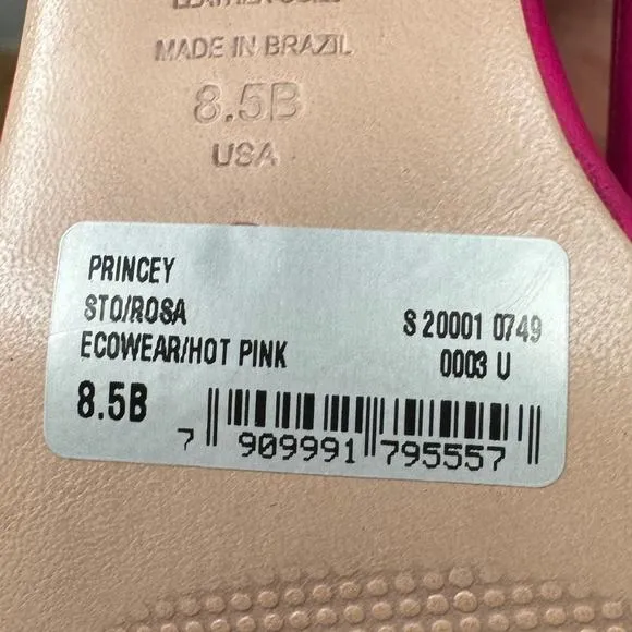NEW Schutz Princey Strappy Slide Sandals Hot Pink Leather Block Heel, Size 8.5