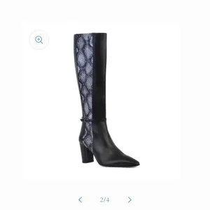 New size 8.5Istria Pointed Toe Knee High Boot- Medium Width In Black Phyton