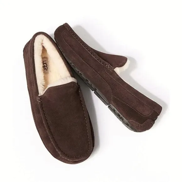 NEW Sizes 9 to 13 Men's Ascot Moc Toe Slippers Loafers - Espresso
